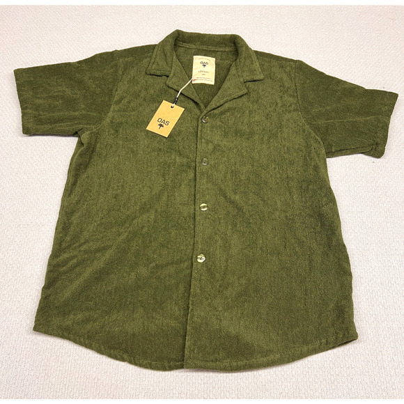OAS Shirt Mens XXL Green Soft Terry Cloth After Swim Beach Summer Casual - Picture 1 of 6